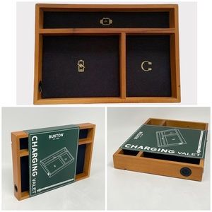 🎁NWT! Buxton Charging Valet Storage Organizer Wooden Box Wireless Watch Gift